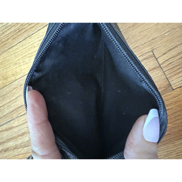 Coach Single Strap Zip Top Pocket Front Wristlet Handbag‎ Black Leather Y2k